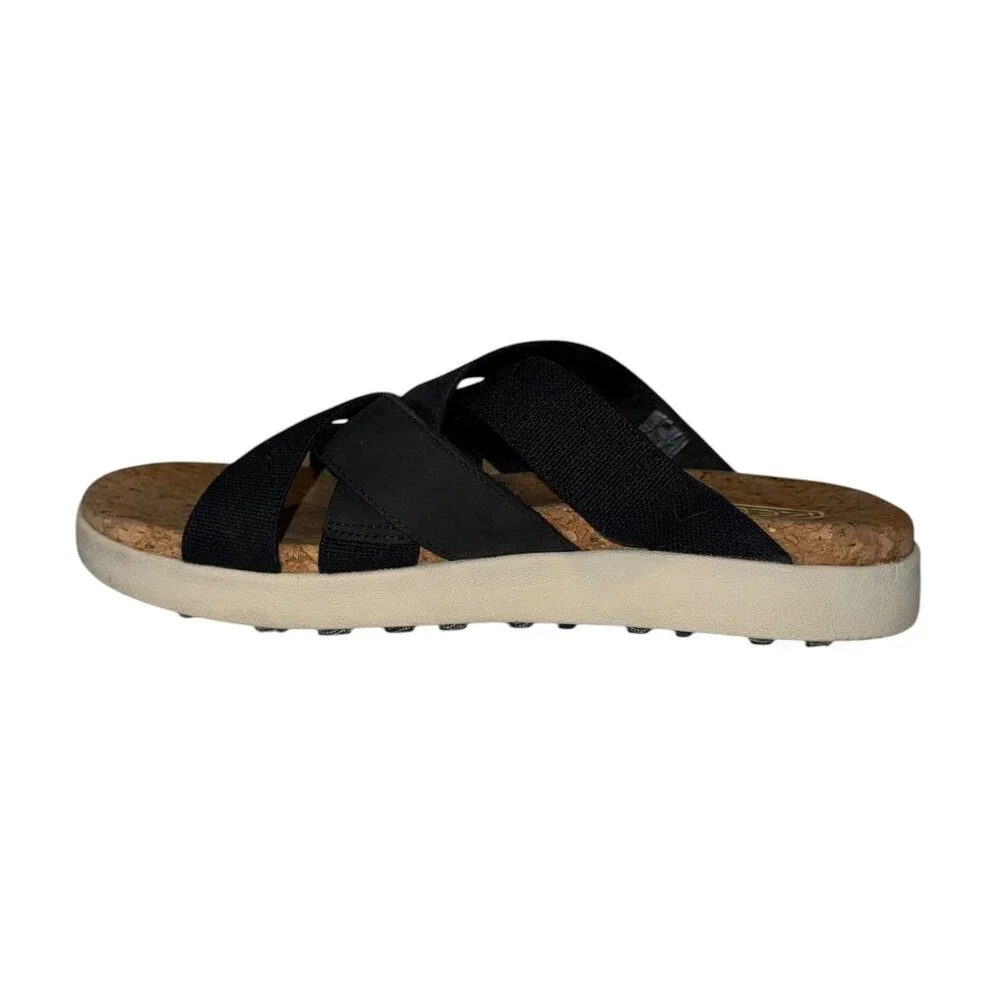 Keen Elle Mixed Slide Sandals Womens 9 Black Birch Leather Summer Spring - Picture 4 of 9
